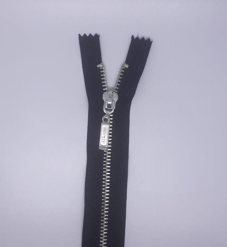 TİT T/5 Metal Fermuar - Beyaz Diş 50 Ad. (1 pk) Siyah - 12cm