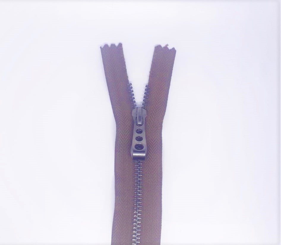 Metal Fermuar - Nikel Diş rengi - Her Çeşit Fermuar Renkleri Açık Kahve - 16 cm