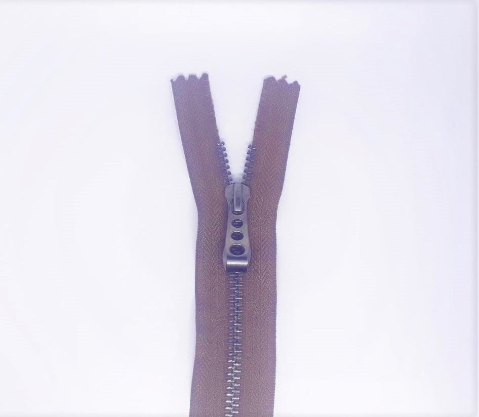 Metal Fermuar - Nikel Diş rengi - Her Çeşit Fermuar Renkleri Açık Kahve - 65 cm