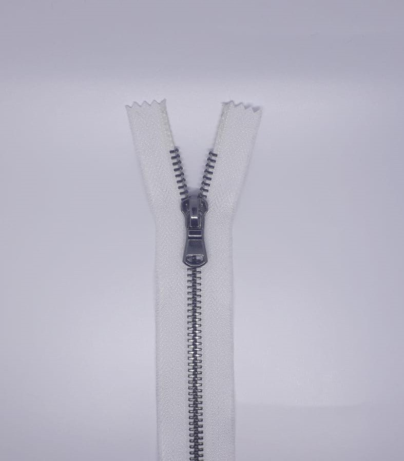 Metal Fermuar - Nikel Diş rengi - Her Çeşit Fermuar Renkleri Beyaz - 60 cm