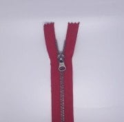 Metal Fermuar - Nikel Diş rengi - Her Çeşit Fermuar Renkleri Kırmızı - 12cm